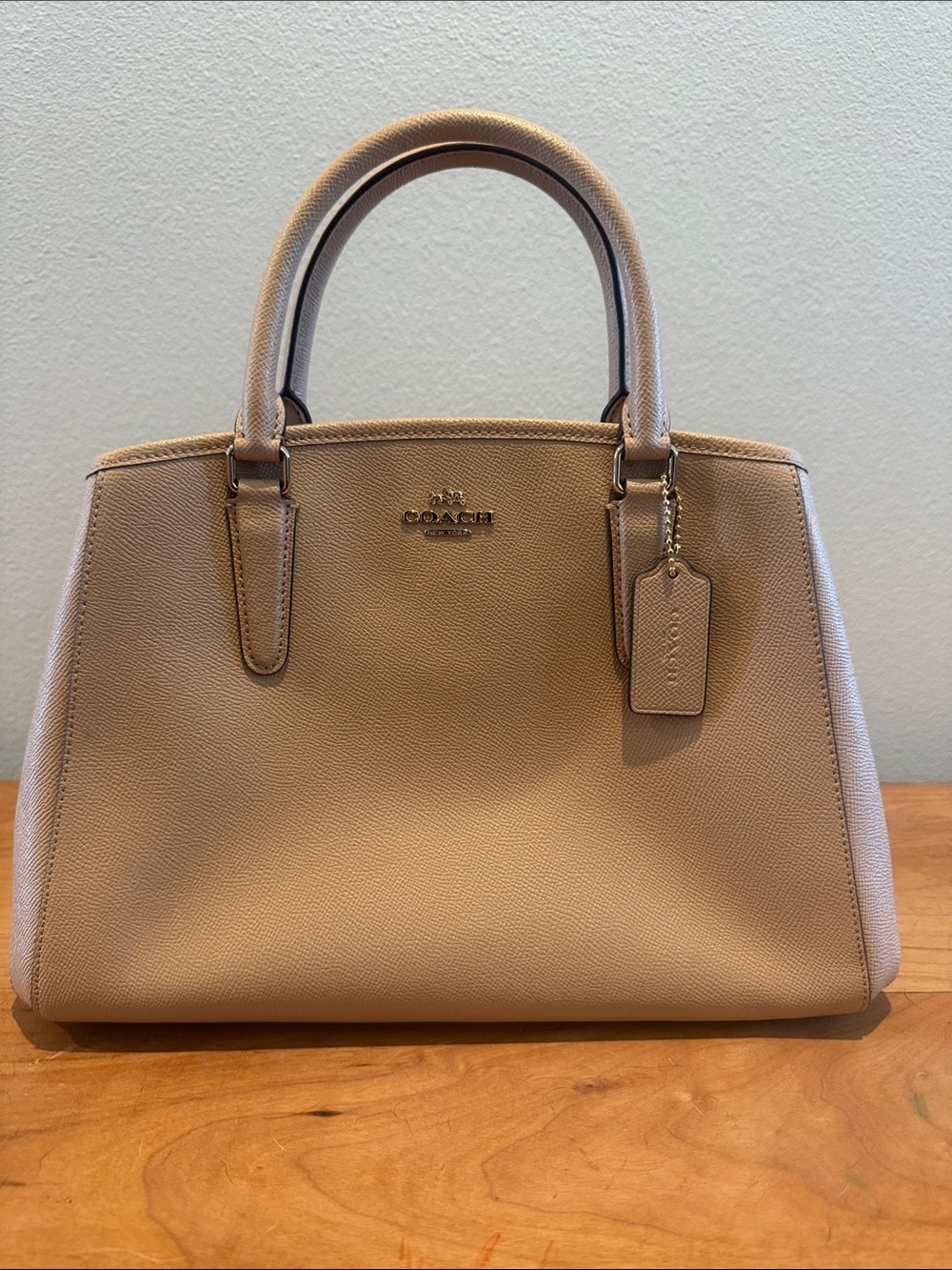 Coach Pebbled Leather Satchel - Light Taupe